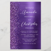 バジェットパープルグラムグリッター結婚式招待状 (正面)