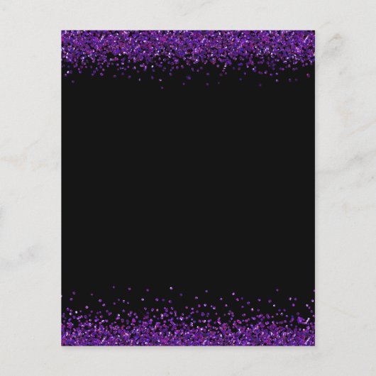 バジェットパープルグリッタークリスマスパーティーブラック招待状 (裏面)
