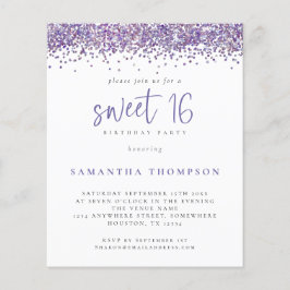 バジェットパープルグリッタースウィート16招待状