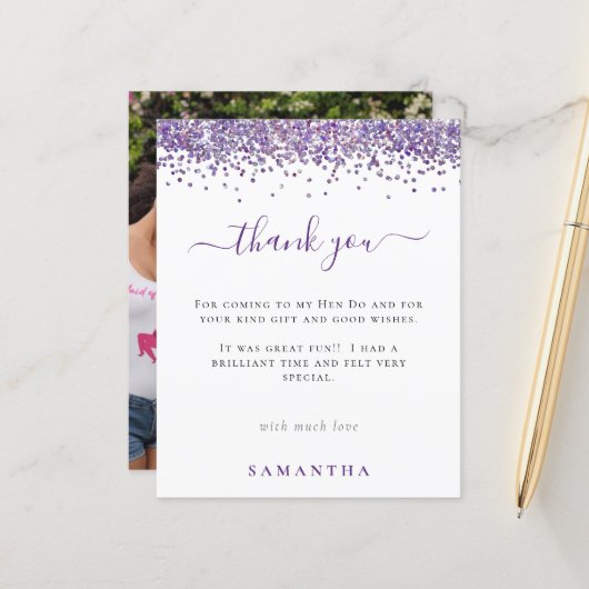 バジェットパープルグリッターフォトジェンパーティーありがとう (正面/裏面インサイチュ)