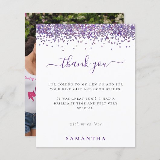 バジェットパープルグリッターフォトジェンパーティーありがとう (正面/裏面)