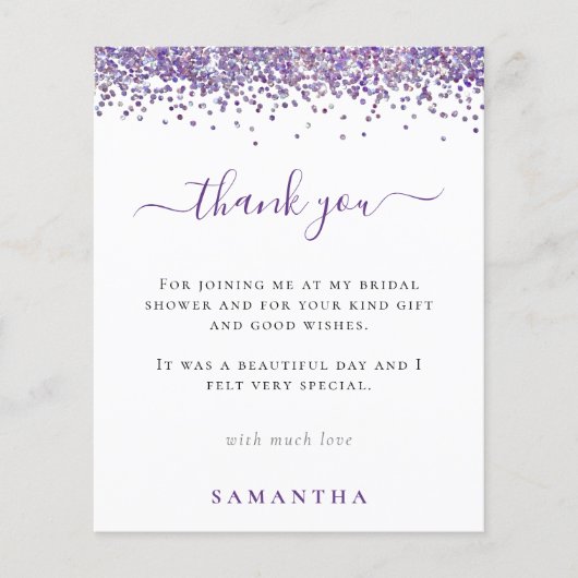 バジェットパープルグリッターフォトブライダルシャワー感謝してい (正面)