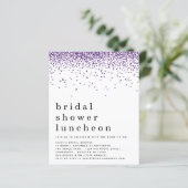 バジェットパープルグリッターブライダルシャワーランチ招待状 (スタンド正面)
