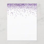 バジェットパープルグリッターブライダルシャワーランチ招待状 (裏面)
