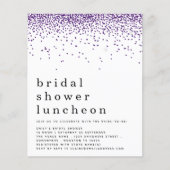 バジェットパープルグリッターブライダルシャワーランチ招待状 (正面)