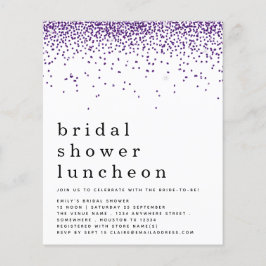 バジェットパープルグリッターブライダルシャワーランチ招待状