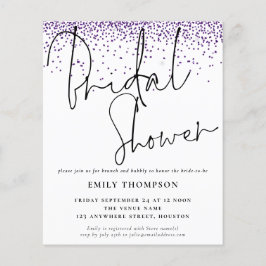 バジェットパープルグリッターブライダルシャワー招待