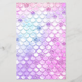 バジェットパープルグリッターマーメイド誕生日招待状 (裏面)