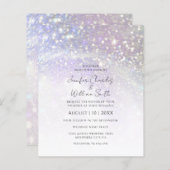 バジェットパープルグリッターモダン結婚式招待状 (正面/裏面)