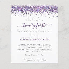 バジェットパープルグリッター二十パーティー招待状