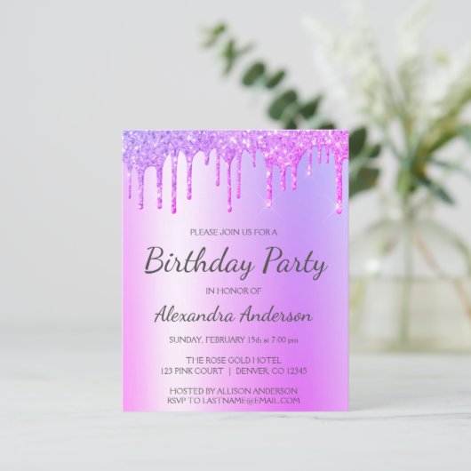 バジェットパープルグリッター任意の年齢の誕生日パーティー (スタンド正面)