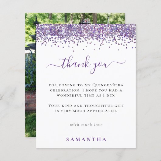 バジェットパープルグリッター写真キンセアニェラありがとう (正面/裏面)