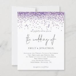 バジェットパープルグリッター紙吹雪結婚式招待状