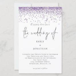 バジェットパープルグリッター紙吹雪結婚式招待状