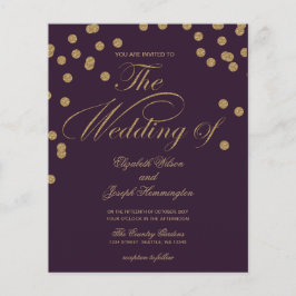 バジェットパープルグリッター紙吹雪結婚式招待状