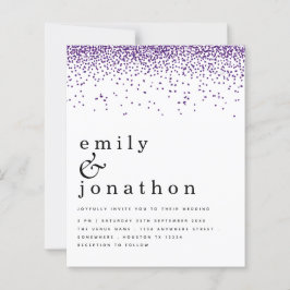 バジェットパープルグリッター紙吹雪結婚式招待状
