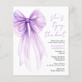 バジェットパープルコケットボウブライダルシャワー招待状 (正面)