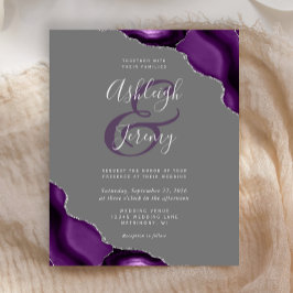 バジェットパープルシルバーアゲートグレーウェディング招待