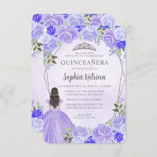 バジェットパープルシルバーフローラプリンセスキンセアニラ ノートカード (正面/裏面)