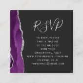 バジェットパープルシルバー結婚ゲートのQRコードRSVP エンクロージャーカード (正面)