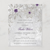 バジェットパープルスノーフレークブライダルシャワー招待 (正面)