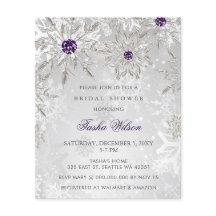 バジェットパープルスノーフレークブライダルシャワー招待