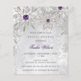 バジェットパープルスノーフレークブライダルシャワー招待