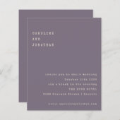 バジェットパープルタイプライターフォント結婚式招待状 (正面/裏面)