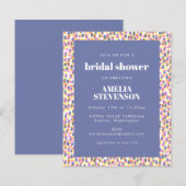 バジェットパープルドットパターンブライダルシャワー招待状 (正面/裏面)