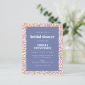 バジェットパープルドットパターンブライダルシャワー招待状 (スタンド正面)