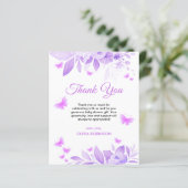 バジェットパープルバタフライベビーシャワーサンキューカード (スタンド正面)