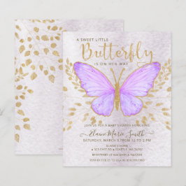 バジェットパープルバタフライベビーシャワー招待状
