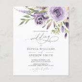 バジェットパープルバラエレガントウェディング招待状 (正面)