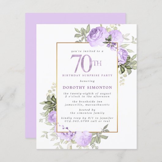 バジェットパープルバラ70th誕生日サプライズパーティー (正面/裏面)