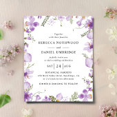 バジェットパープルフラワーズシンプル結婚式招待状