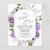 バジェットパープルフラワーズブライダルシャワー招待 (正面)
