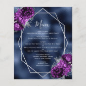 バジェットパープルフローラシルバーネイビー結婚フォイルのメニュー (正面)