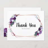 バジェットパープルフローラジオメトリック金ゴールドフレームカード (正面/裏面)