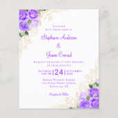 バジェットパープルフローラフォト結婚式招待状 (裏面)