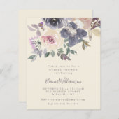 バジェットパープルフローラブライダルシャワー招待状 (正面/裏面)