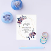 バジェットパープルフローラブライダルシャワー招待 チラシ (シングル)