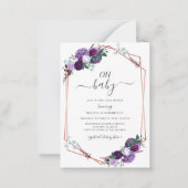 バジェットパープルフローラ幾何学少女ベビーシャワー ノートカード (正面)