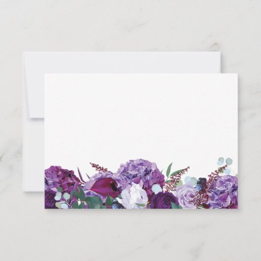 バジェットパープルフローラ幾何学的金ゴールドフレーム サンキューカード (裏面)