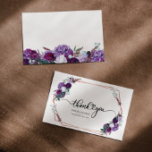 バジェットパープルフローラ幾何学的金ゴールドフレーム サンキューカード