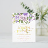 バジェットパープルフローラ水彩結婚式招待状 (スタンド正面)