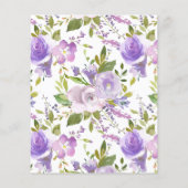 バジェットパープルフローラ水彩結婚式招待状 (裏面)