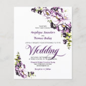 バジェットパープルフローラ結婚式招待状 (正面)