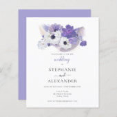 バジェットパープルフローラ結婚式招待状 (正面/裏面)