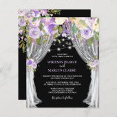 バジェットパープルフローラ結婚式招待状 (正面/裏面)