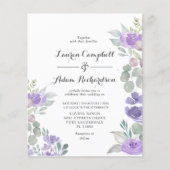 バジェットパープルフローラ&リーフ結婚式招待状 (正面)